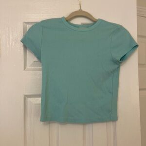 Blue/Aqua Anthropologie Ribbed T-Shirt